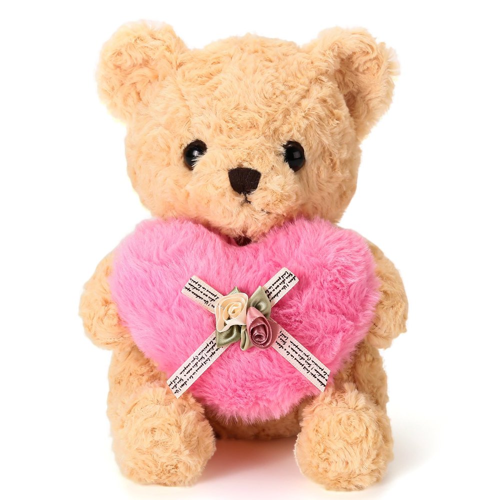 ABEARCAR Cute Teddy Bear Stuffed Animals with Pink Heart for Kids,Soft Teddy Bear Plushies Valentine's Day, for Girlfriend Kids or Mom