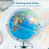 Toolsempire 13" Illuminated World Globe with stand, Desktop Globe with LED Light, Clear Map & 720 Rotation, Educational Geographic Globes for Classroom, Home, School, Office view 3