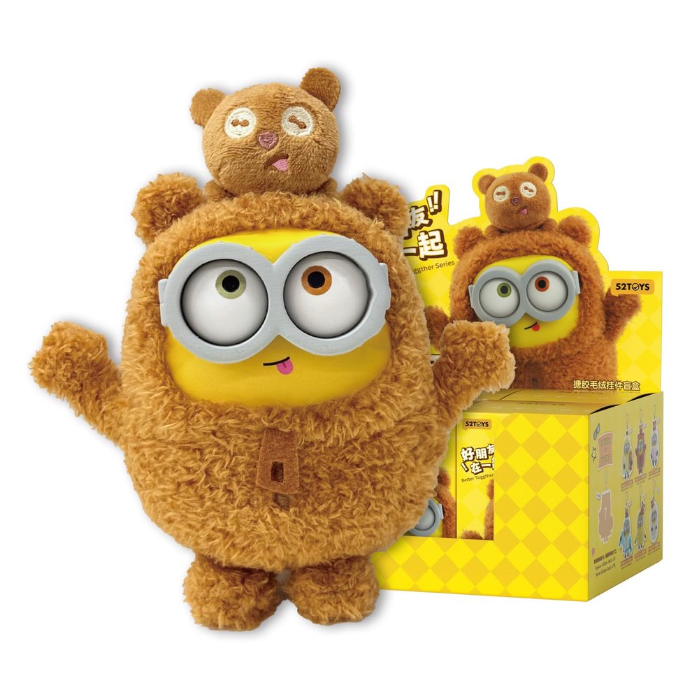 52TOYS Minions Bob & Tim Best Buddies Forever Series Vinyl Plush Keychain Collectible Toy- Whole Set Blind Box Action Figures with Soft Touch, Movable Joints, Perfect for Home Decor & Gifts