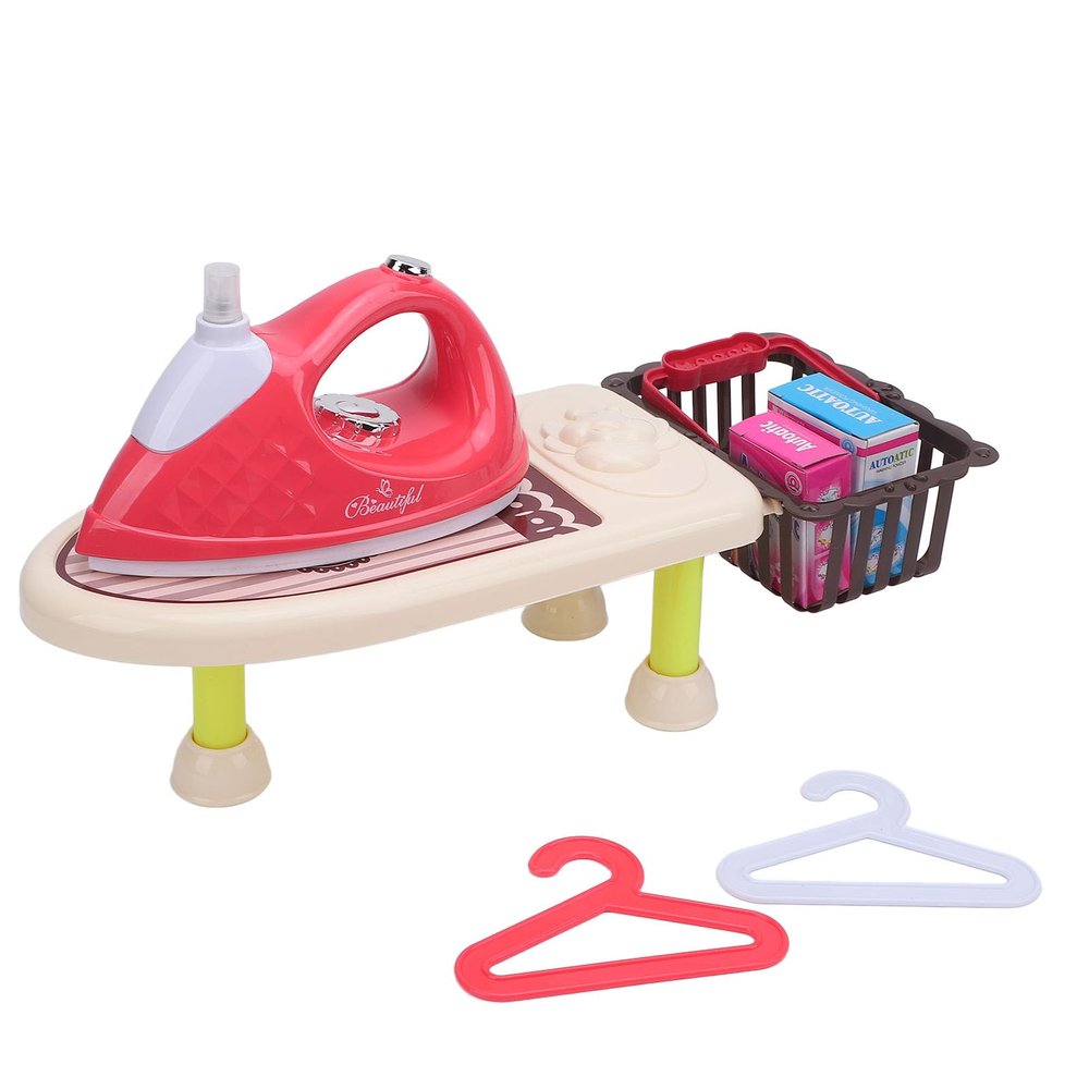 Aqur2020 Ironing Board Toy Set with Electric Functionality, Role Play Educational Toy, 11 Pieces, ABS Material