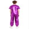 YONGHS Boys Girls Hip Hop Dance Outfits Metallic Jazz 2-Piece Set Short Sleeve Shiny T-Shirt with Pants for Performance Purple 11-12 Years view 2