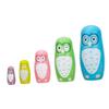 MOLUCKFU 5Pcs Wooden Owl Matryoshka Dolls Bright Animal Nesting for Safe Non-Toxic Russian Stacking Decor view 1