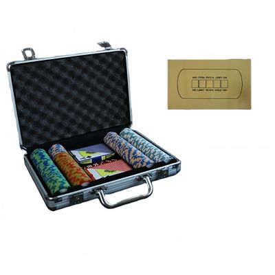 HOLSM-III Top Ceramic 500 Piece Poker Chips Set with Elegant Case, Professional Poker Chips for Ideal for Home Poker, Board Games, Math Counting (200 Pieces and 0.9m Tablecloth)
