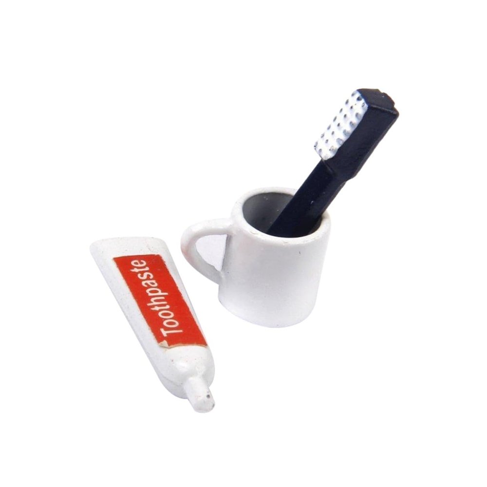 WOONEKY Scale Miniature Toiletries Model for Dollhouse Bathroom Supplies Includes Toothpaste Toothbrush and Cup Simulation Accessories for Mini House Decoration and