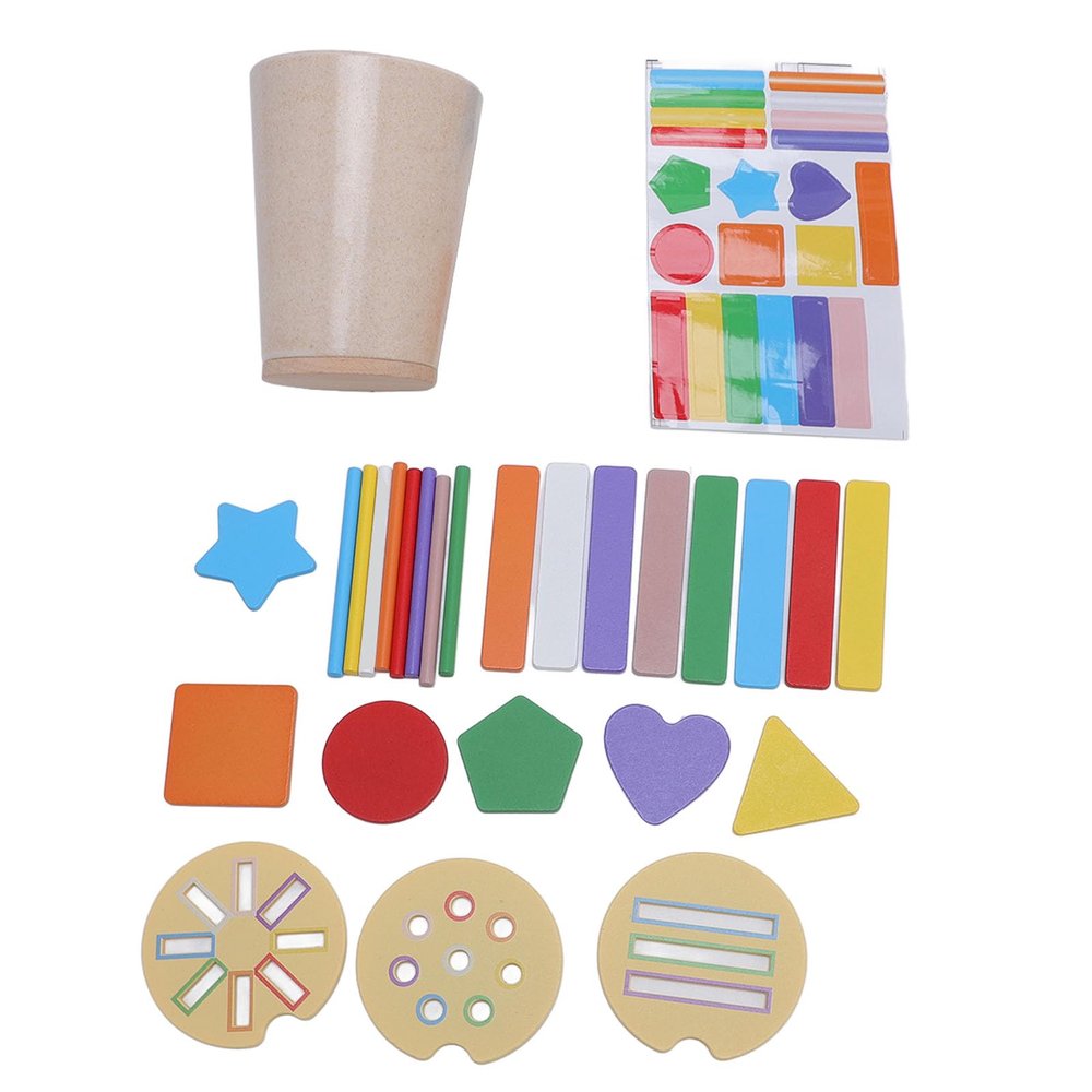 Aqur2020 Color Sorting Cups Educational Learning Toy, Wooden, Shape Recognition, Preschool Activities, 3.35x4.53 Inches