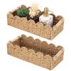 2 Pcs Scalloped Decor Baskets with Wooden Handles, Paper Rope Woven Basket, 14 in Toilet Paper Basket for Bathroom, Rustic Baskets for Bedroom Kitchen Bathroom view 1