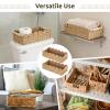 2 Pcs Scalloped Decor Baskets with Wooden Handles, Paper Rope Woven Basket, 14 in Toilet Paper Basket for Bathroom, Rustic Baskets for Bedroom Kitchen Bathroom view 3