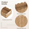 2 Pcs Scalloped Decor Baskets with Wooden Handles, Paper Rope Woven Basket, 14 in Toilet Paper Basket for Bathroom, Rustic Baskets for Bedroom Kitchen Bathroom view 4