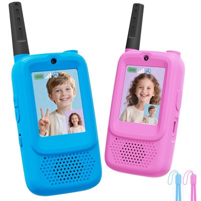 Video Walkie Talkies for Kids, 2-Pack Rechargeable Kids Walkie Talkies with HD Camera, Voice Changer & Long Range, Indoor Outdoor Toys for Hiking,Camping,Christmas Birthday Gifts for 3-12 Boys Girls