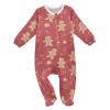 XDKDZIS Gingerbread Cookies Red Pattern Baby Sleeper Pjs Cotton One-piece Footie Zip Up Jumpsuit Snug Fit Pajamas 3-24M view 1