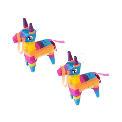 CORHAD 2pcs Mexican Pinata Donkey Fiesta Party Decorations for Cinco De Mayo Birthday Party Candy Filled Traditional Pinata with Hanging Loop and Pre-made