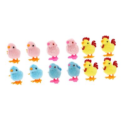 BESPORTBLE 12pcs Wind-up Plush Chicks Roosters and Bunnies for Soft Stuffed Animal Playthings with Manual Clockwork Mechanism Adorable Hopping Party Favor for Easter and Birthday Random Color