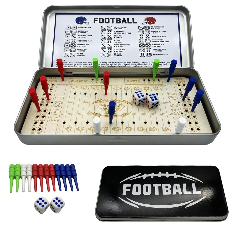 YIGOGOYI Portable Tabletop Football Dice Game for Adults, Dice Football Board Game for Travel, 9.5 x 19.5 cm Interactive Tabletop Football Game for Social Play