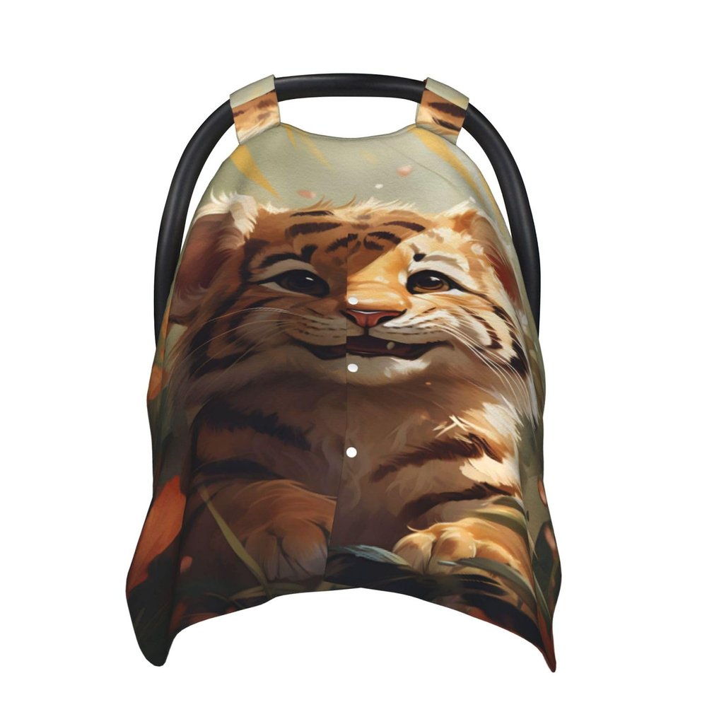 Cartoon Tigers Baby Car Seat Canopy Soft Breathable Infant Carseat Cover Summer Lightweight Baby Carrier Cover for Babies Boys Girls Newborn Multi Use Cover for Car Seat Nursing Scarf