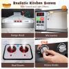 Costzon Kids Kitchen Playset, 2-Piece Little Chef Pretend Cooking Toy w/Light, Sound, Washing Basin, Microwave, Blackboard, Ice Maker, Range Hood, Stove, Corner Wooden Play Kitchen for Kids 3+ (Black) view 2
