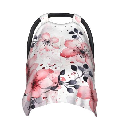 Cartoon Cute Plum Blossoms Baby Car Seat Canopy Soft Breathable Infant Carseat Cover Summer Lightweight Baby Carrier Cover for Babies Boys Girls Newborn Multi Use Cover for Car Seat Nursing Scarf