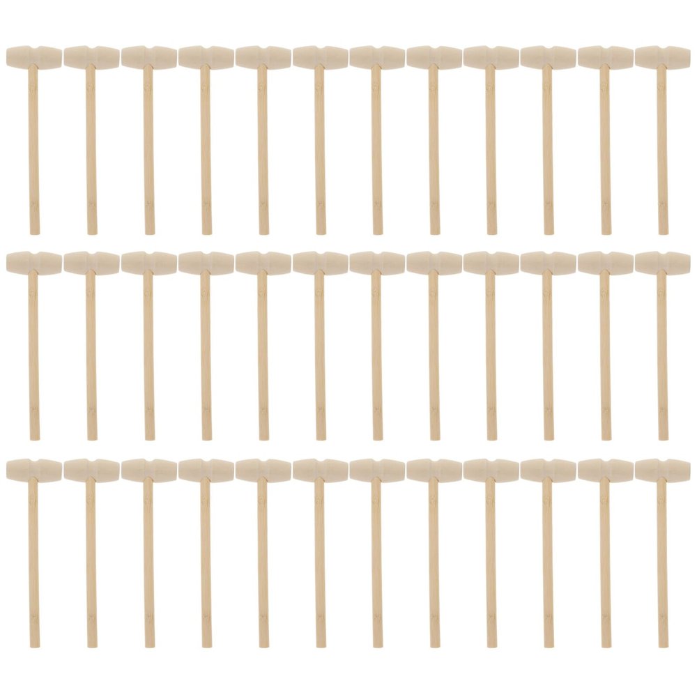 ifundom 36pcs Wooden Mallet Hammer for Smooth Polished Mini Wooden Cracking Hammers Safe Plaything for Birthday and Interactive Fun