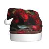 aabkjgfr Red Rose With Candle Print Adult Santa Hat,Soft And Comfortable Santa Hat,Suitable For New Year'S Holiday Parties,Indoors And Outdoors. view 1