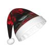 aabkjgfr Red Rose With Candle Print Adult Santa Hat,Soft And Comfortable Santa Hat,Suitable For New Year'S Holiday Parties,Indoors And Outdoors. view 2