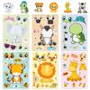 6pcs Animal Face Changing Stickers, Cartoon Cute Little Animal Giraffe Turtle Tiger DIY Face Changing Stickers Children's Toys view 1