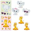 6pcs Animal Face Changing Stickers, Cartoon Cute Little Animal Giraffe Turtle Tiger DIY Face Changing Stickers Children's Toys view 3
