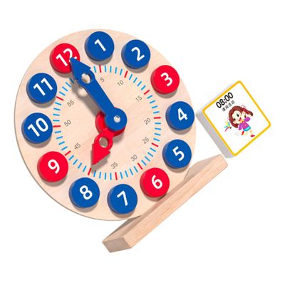 YARNOW Wooden Learning Clock for Educational Teaching Clock Model with Cognition Promotes Hand-Eye Coordination and Logical Thinking Montessori Classroom