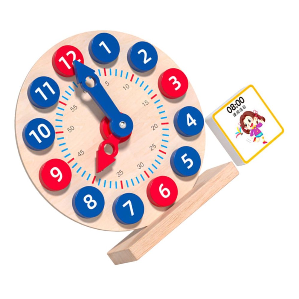 YARNOW Wooden Learning Clock for Educational Teaching Clock Model with Cognition Promotes Hand-Eye Coordination and Logical Thinking Montessori Classroom