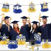 12Pcs Yellow and Blue Graduation Decorations Honeycomb Centerpieces, Class of 2026 Graduations Centerpieces for Tables Yellow and Blue Congrats Grad Graduation Table Decoration Grad Centerpiece view 2