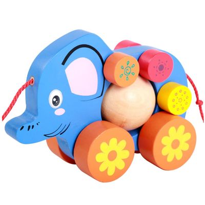 ERINGOGO Cartoon Elephant Pull Along Safe Material Walker for Development Fun Practical Skill Building and Interaction