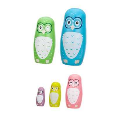 BESPORTBLE 5Pcs Wooden Owl Nesting Dolls Bright Russian Matryoshka for Home Decoration Solid Craftsmanship