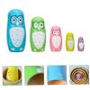 BESPORTBLE 5Pcs Wooden Owl Nesting Dolls Bright Russian Matryoshka for Home Decoration Solid Craftsmanship view 3