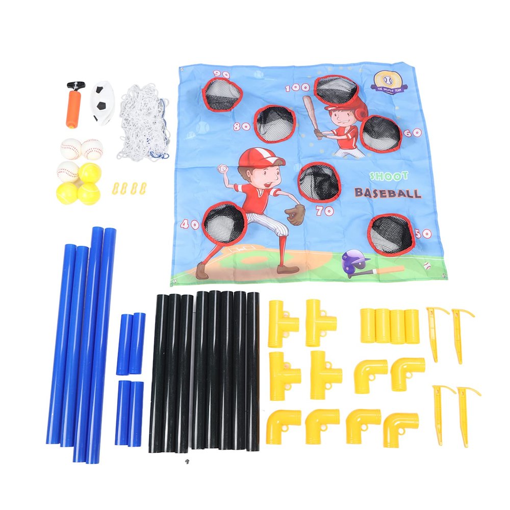 2 in 1 Soccer & Throwing Ball Game Set | Youth Outdoor Sports Net for Backyard/Park Play | Develops Hand - Eye Coordination | Portable Assembly for Ages 6 +