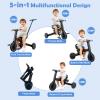 HONEY JOY Tricycle, 5-in-1 Folding Kids Trike w/Adjustable Push Handle & Seat, Baby Balance Bike w/Removable Pedals, Toddler Tricycle for Preschool Boys Girls Aged 18-60 Months (Blue) view 4