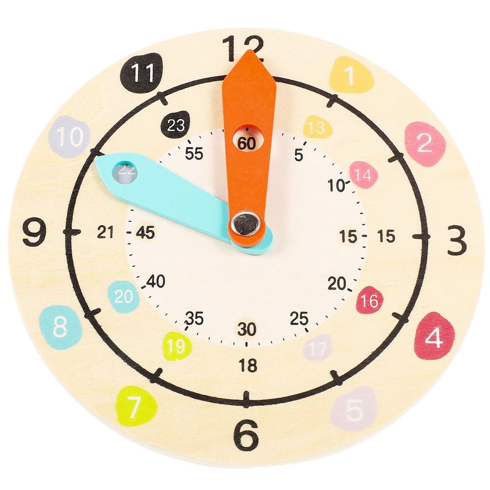 HOODANCOS Educational Wooden Teaching Clock for Colorful Recognition Learning Model Safe Sturdy Wood Early Learning Clock for Development