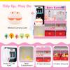 Costzon Kids Wooden Doctor Playset, Medical Activity Center w/ 29 Accessories, Examine Region, X-Ray Film, ECG Monitor, Eye Chart, Faucet & Height Measurer, Pretend Hospital & Vet Playset (Pink) view 4