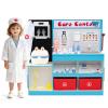 Costzon Kids Wooden Doctor Playset, Medical Activity Center w/ 29 Accessories, Examine Region, X-Ray Film, ECG Monitor, Eye Chart, Faucet & Height Measurer, Pretend Hospital & Vet Playset (Blue) view 1