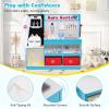 Costzon Kids Wooden Doctor Playset, Medical Activity Center w/ 29 Accessories, Examine Region, X-Ray Film, ECG Monitor, Eye Chart, Faucet & Height Measurer, Pretend Hospital & Vet Playset (Blue) view 3