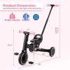 HONEY JOY Tricycle, 5-in-1 Folding Kids Trike w/Adjustable Push Handle & Seat, Baby Balance Bike w/Removable Pedals, Toddler Tricycle for Preschool Boys Girls Aged 18-60 Months (Pink) view 3
