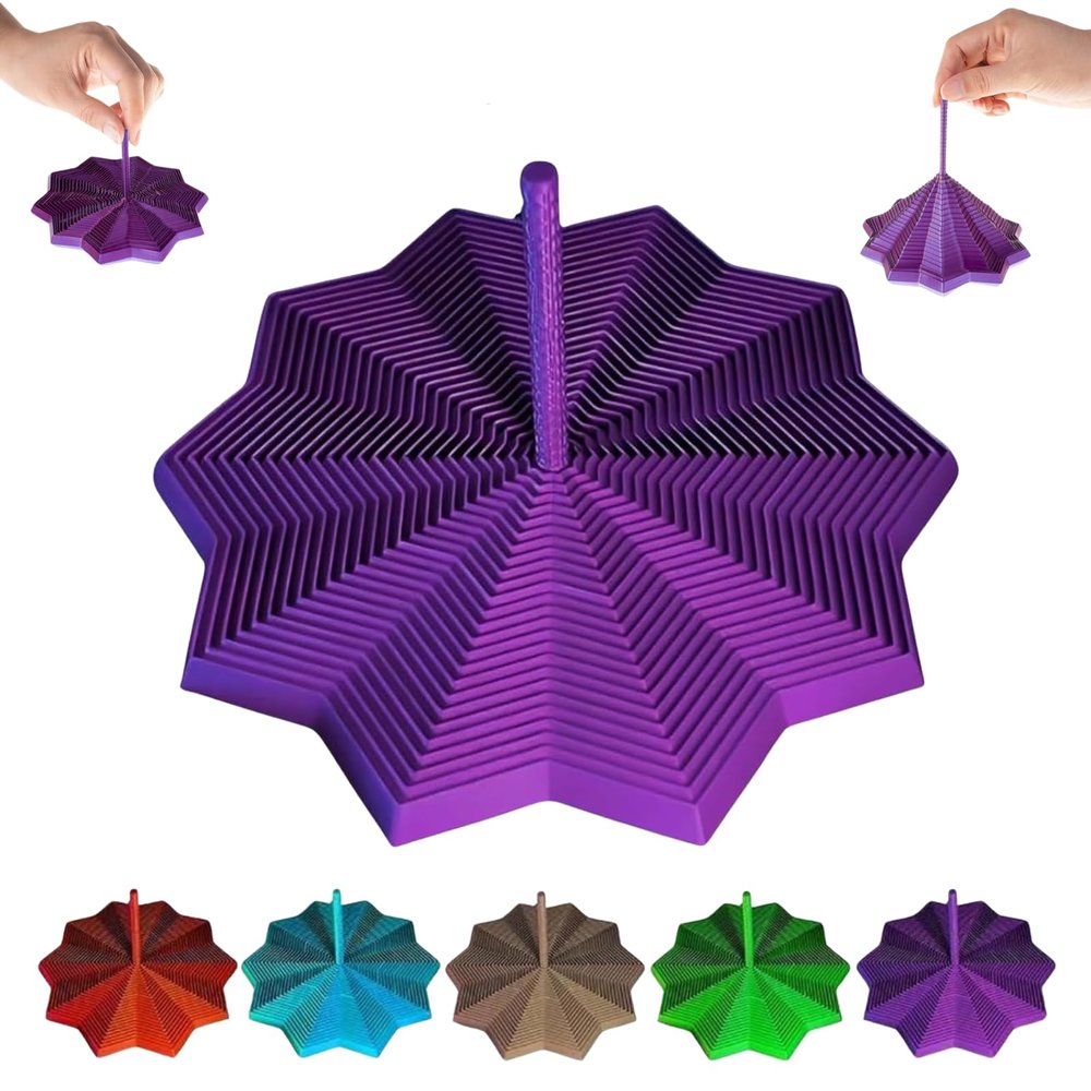 3D Printed Expanded Sensory Fidget Star, Fractal Fidget Hexagon with Handles, 3D Printed Honeycomb Fidget Toy, Perfect for Holiday,Christmas,Birthday Gifts (Purple, Large)