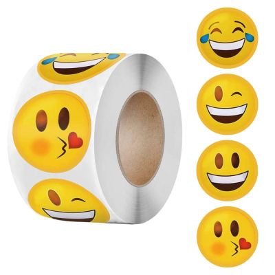 1000Pcs Cartoon Funny Smile Face Expression Reward Stickers 8 Designs 2.5cm/1.0in Round for PC Pad Fridge Gift DIY Decor(4 Designs)