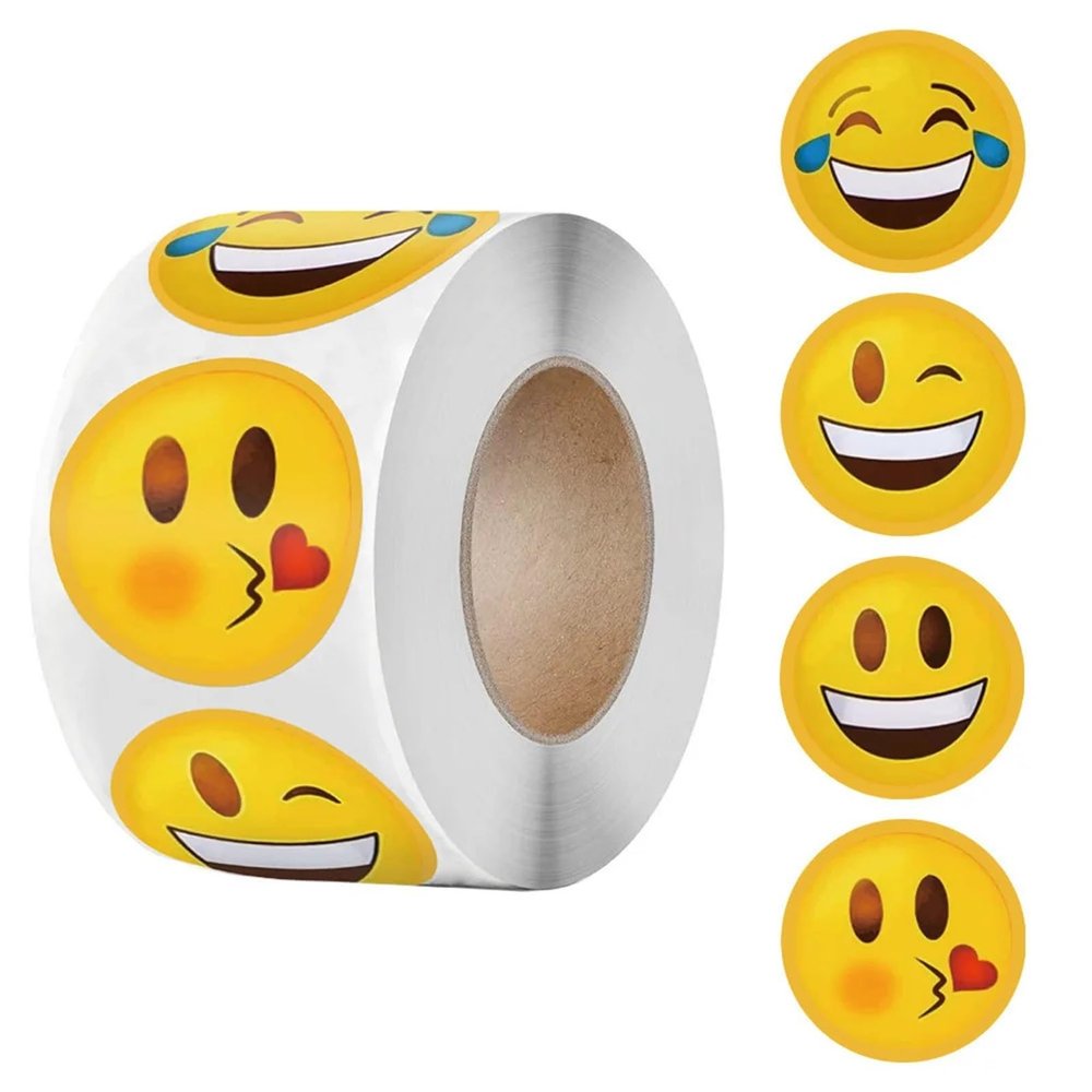 1000Pcs Cartoon Funny Smile Face Expression Reward Stickers 8 Designs 2.5cm/1.0in Round for PC Pad Fridge Gift DIY Decor(4 Designs)