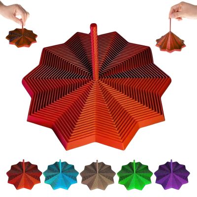 3D Printed Expanded Sensory Fidget Star, Fractal Fidget Hexagon with Handles, 3D Printed Honeycomb Fidget Toy, Perfect for Holiday,Christmas,Birthday Gifts (Red, Large)