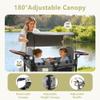 Kinder King Wagon Stroller for 2 Kids, All-Terrain Foldable Outdoor Stroller Wagon 2 Seater, Removable Canopy, Adjustable Handle, Shock-Absorbing Wheel, Detachable Tray, Large Storage, Grey view 2