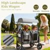 Kinder King Wagon Stroller for 2 Kids, All-Terrain Foldable Outdoor Stroller Wagon 2 Seater, Removable Canopy, Adjustable Handle, Shock-Absorbing Wheel, Detachable Tray, Large Storage, Grey view 3