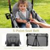 Kinder King Wagon Stroller for 2 Kids, All-Terrain Foldable Outdoor Stroller Wagon 2 Seater, Removable Canopy, Adjustable Handle, Shock-Absorbing Wheel, Detachable Tray, Large Storage, Grey view 4