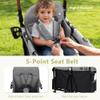 Kinder King Wagon Stroller for 2 Kids, All-Terrain Foldable Outdoor Stroller Wagon 2 Seater, Removable Canopy, Adjustable Handle, Shock-Absorbing Wheel, Detachable Tray, Large Storage, Black&Grey view 4