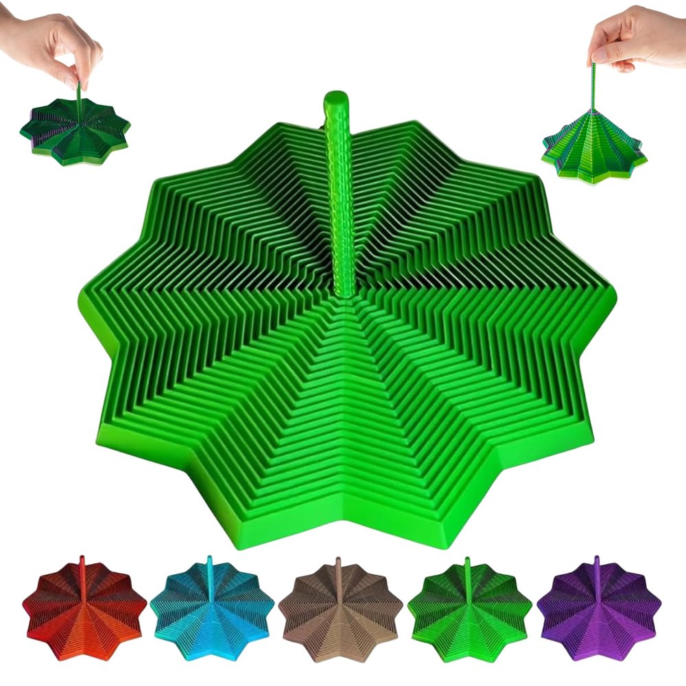 3D Printed Expanded Sensory Fidget Star, Fractal Fidget Hexagon with Handles, 3D Printed Honeycomb Fidget Toy, Perfect for Holiday,Christmas,Birthday Gifts (Green, Small)
