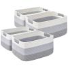 4 Pack Large Storage Basket for Organizing, 17.5"x13.5"x7.5" Woven Basket for Shelves, Closet Cube Storage Bins with Wrapped Handle, Cotton Rope Baskets for Kitchen, Clothes, Toys(Gradient Grey) view 1