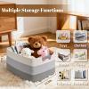 4 Pack Large Storage Basket for Organizing, 17.5"x13.5"x7.5" Woven Basket for Shelves, Closet Cube Storage Bins with Wrapped Handle, Cotton Rope Baskets for Kitchen, Clothes, Toys(Gradient Grey) view 2