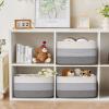4 Pack Large Storage Basket for Organizing, 17.5"x13.5"x7.5" Woven Basket for Shelves, Closet Cube Storage Bins with Wrapped Handle, Cotton Rope Baskets for Kitchen, Clothes, Toys(Gradient Grey) view 4